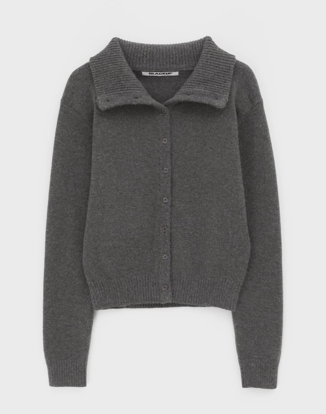 블랙업 리에토 하이넥 울 니트 가디건 멜란지 차콜⭐ 상품이미지1