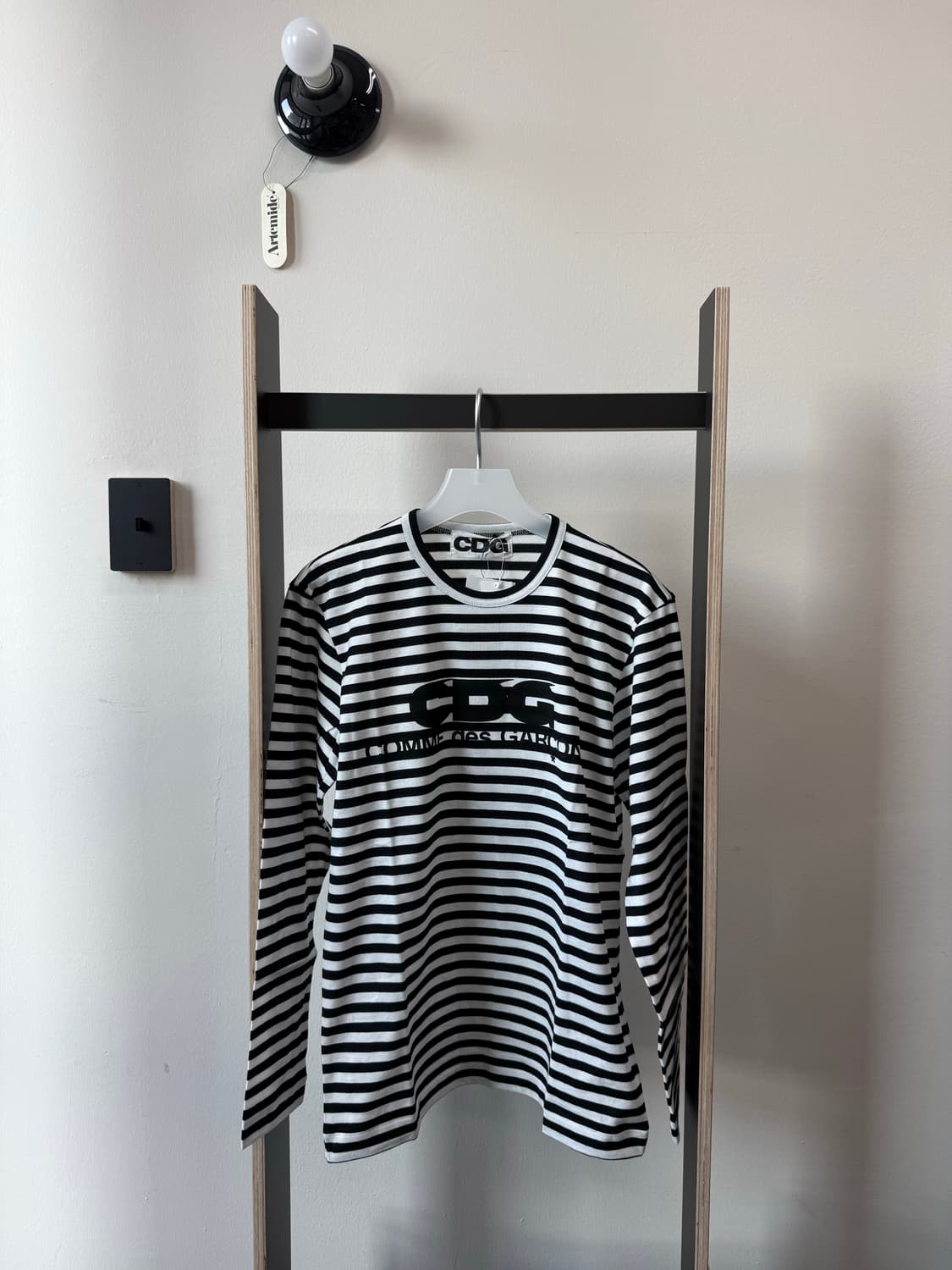 꼼데가르송 CDG 로고 스트라이프 롱슬리브 티셔츠 블랙 상품이미지1