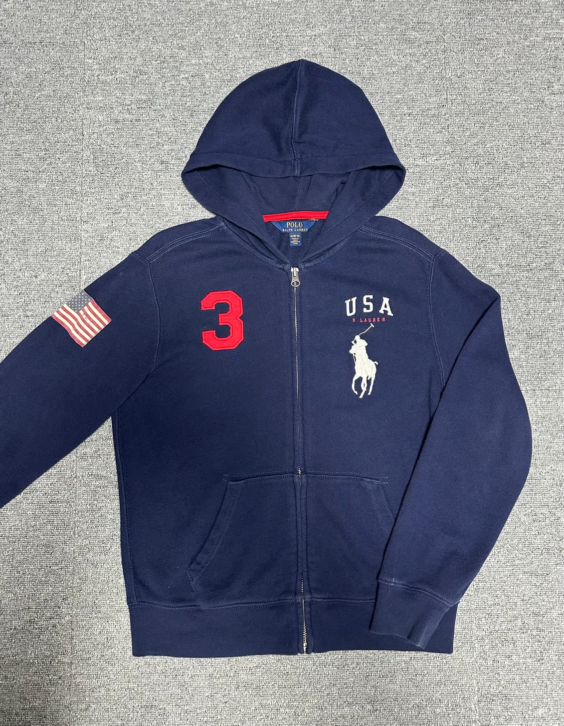 폴로 빅포니 성조기 후드집업 네이비 상품이미지1