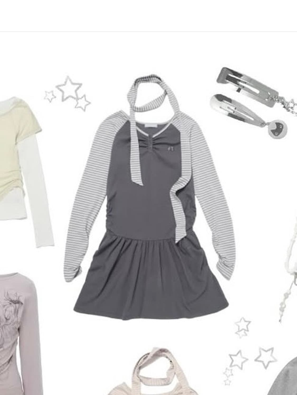 허그유어스킨 Stripe henry neck dress 상품이미지1