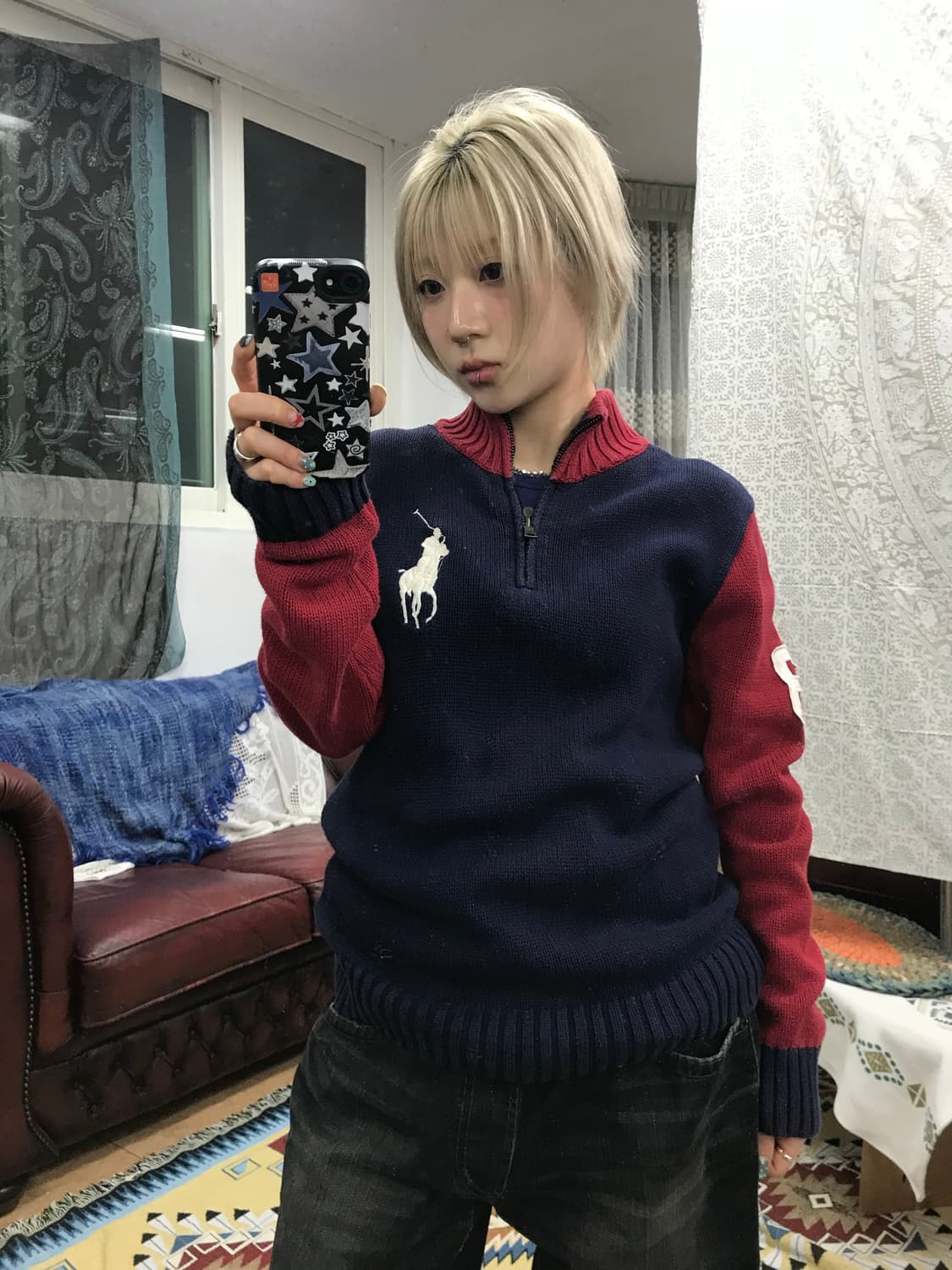 폴로 랄프로렌 빅포니 반집업 니트  상품이미지1