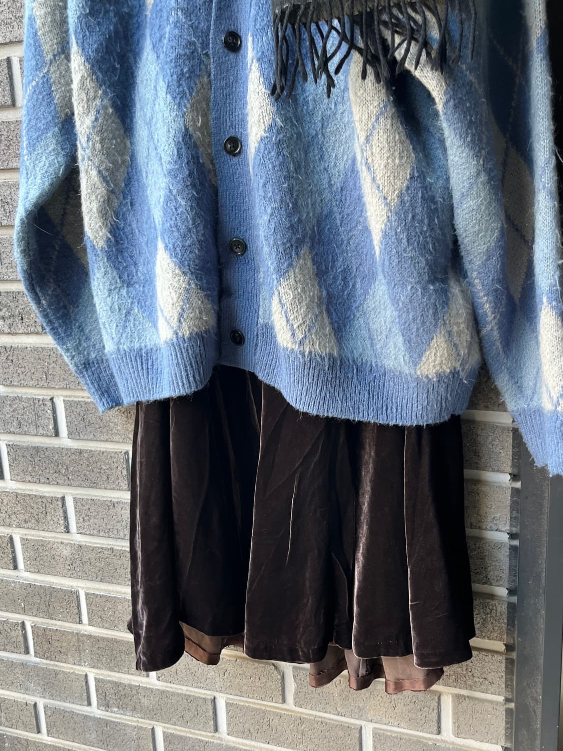 BEAMS 빔즈 아가일 헤어리 가디건 상품이미지5