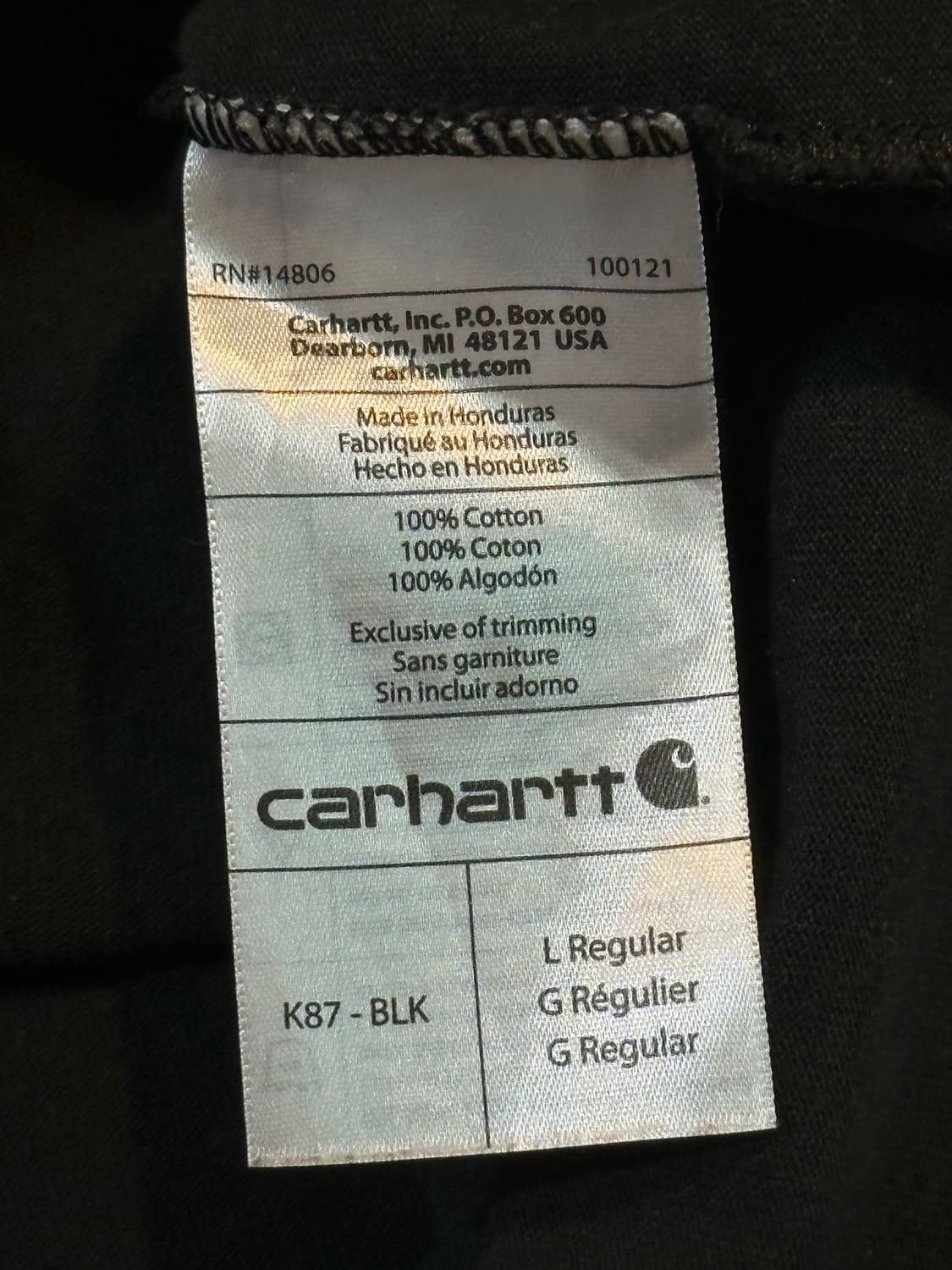 칼하트 CARHARTT 오리지널핏 포켓 반팔 티셔츠 블랙 상품이미지6