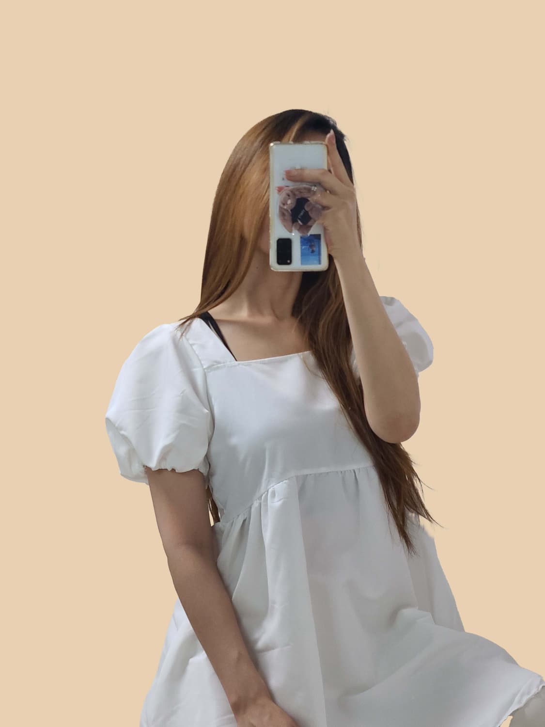 화이트 퍼프 미니 원피스 상품이미지1