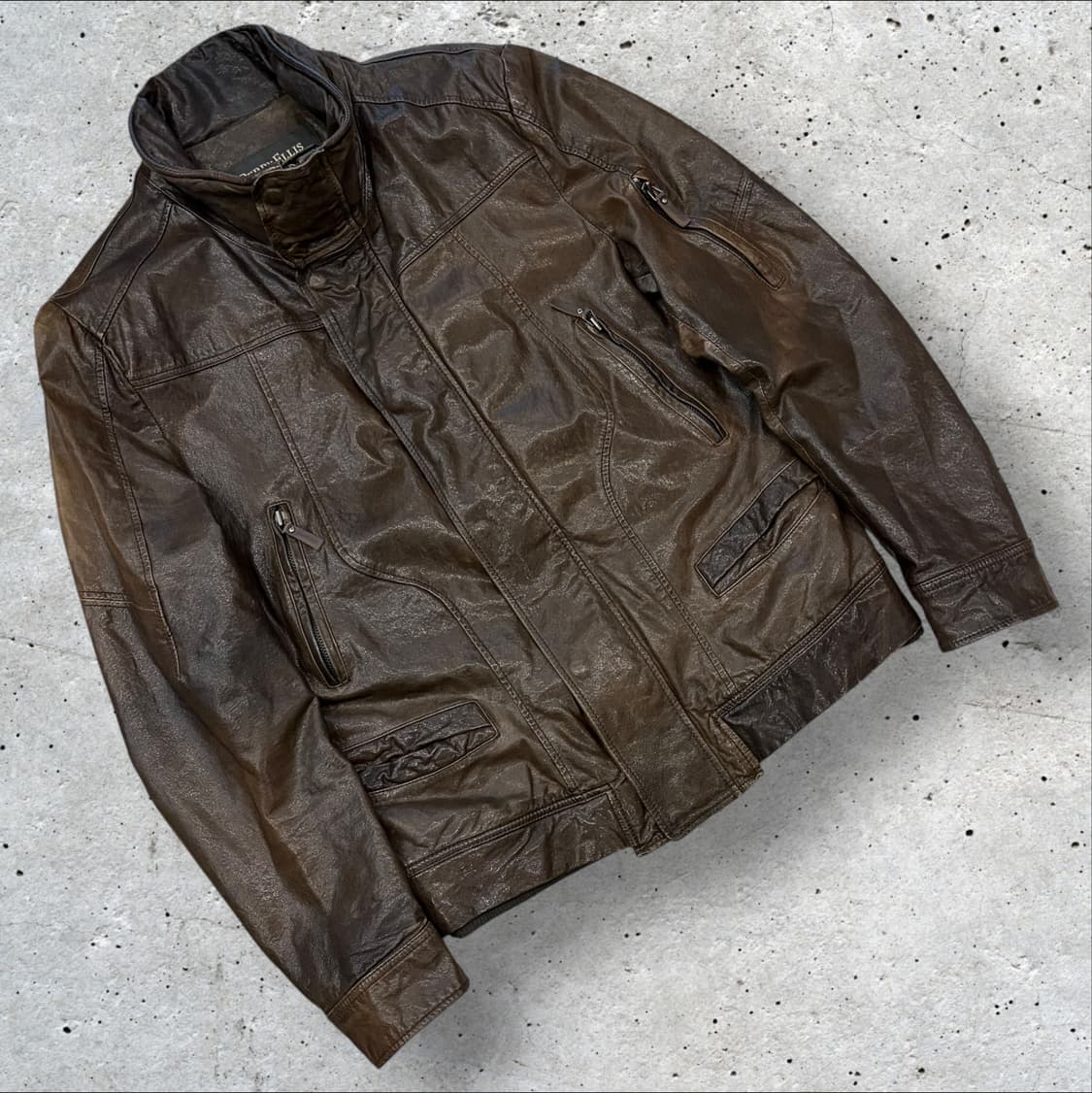 [95] 페리엘리스 양가죽 브라운 레더 자켓 D262 상품이미지1