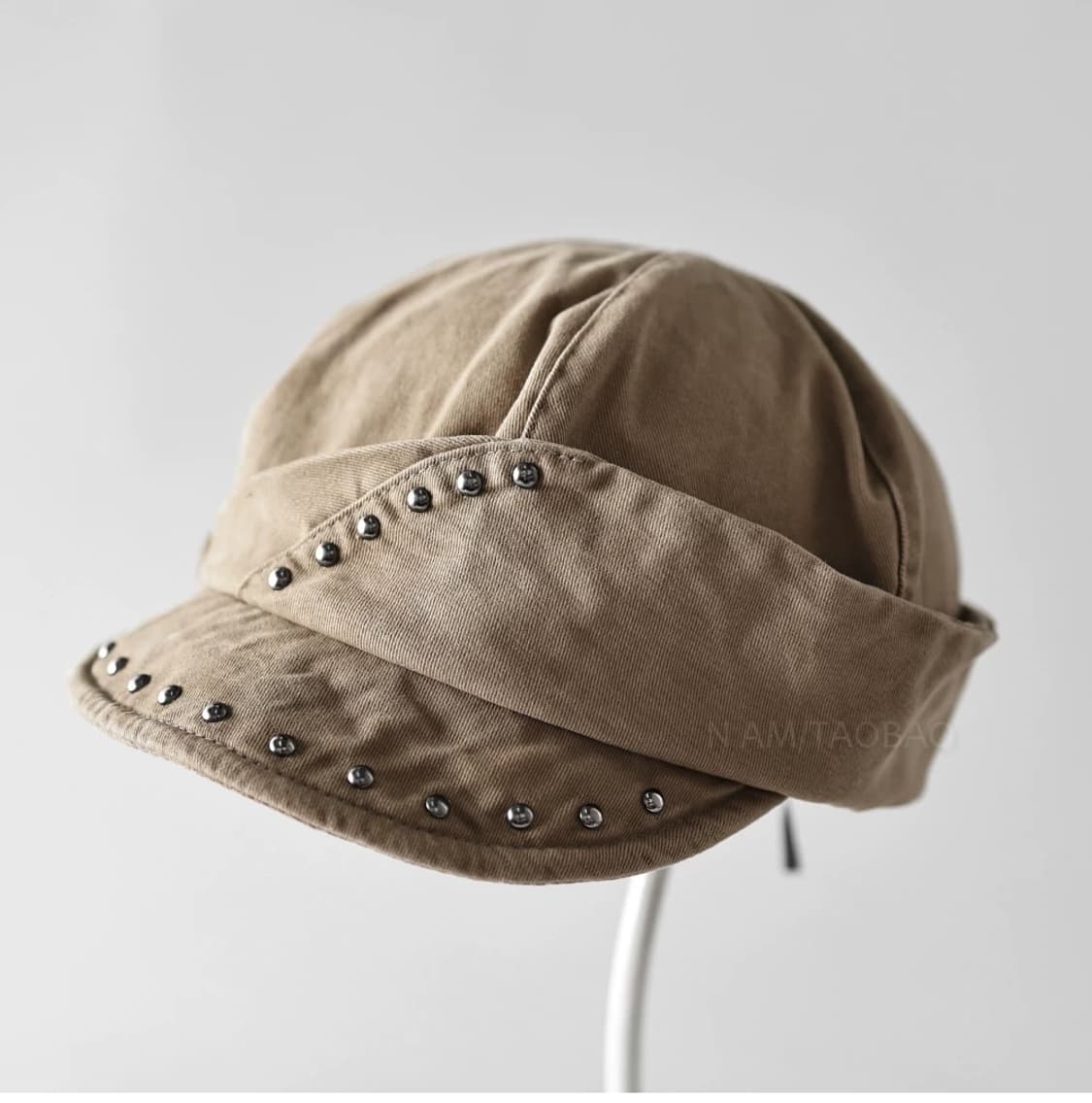 빈티지 스터드 워싱베이지 컬러 헌팅캡  상품이미지2