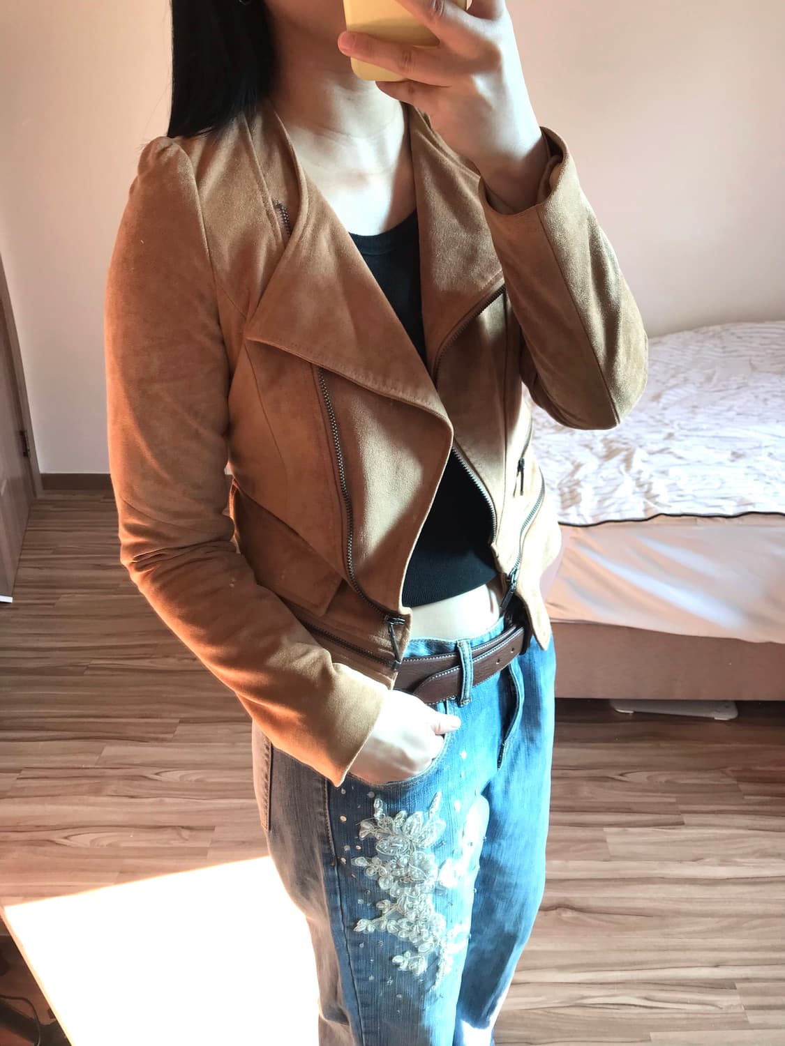 스웨이드 크롭 자켓 상품이미지2