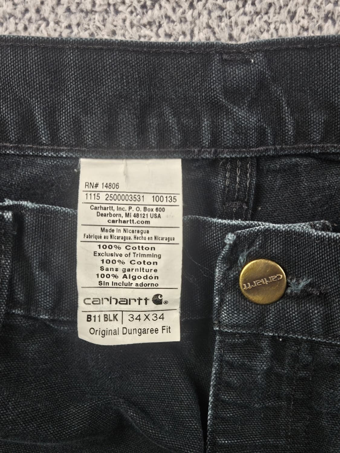 칼하트 덕캔버스 카펜터 워크 팬츠 ( 34X34 ) / 11292 상품이미지7