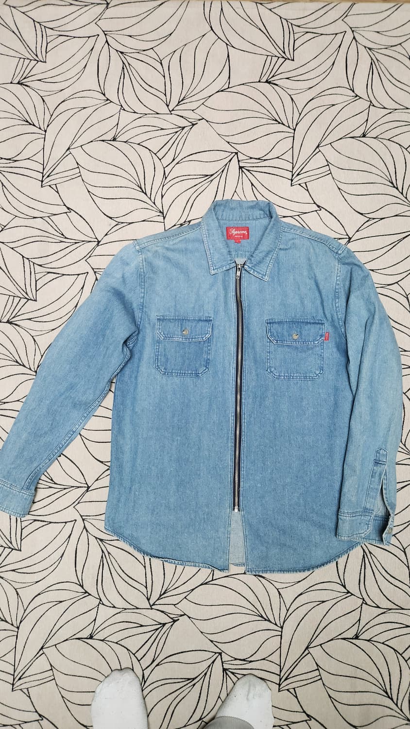 슈프림 16s/s 백스펠아웃 로고 투포켓 데님 집업 셔츠 L 상품이미지1