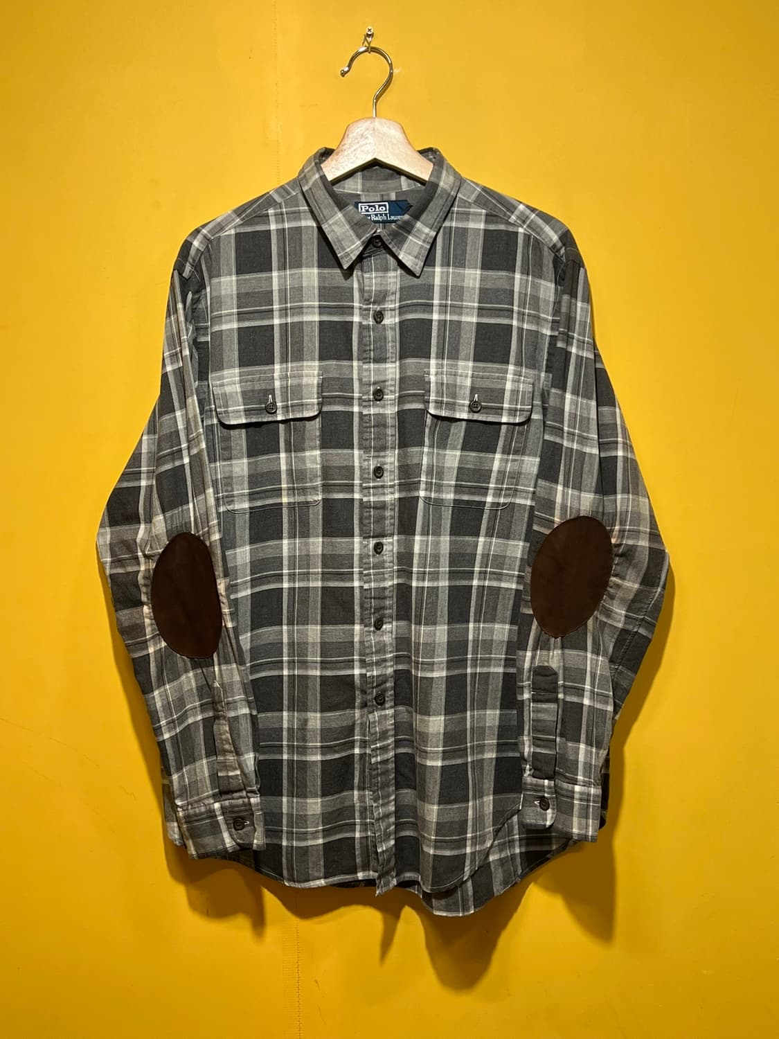 [L] 폴로 랄프로렌 플란넬 엘보 패치 클래식 체크 셔츠 상품이미지1