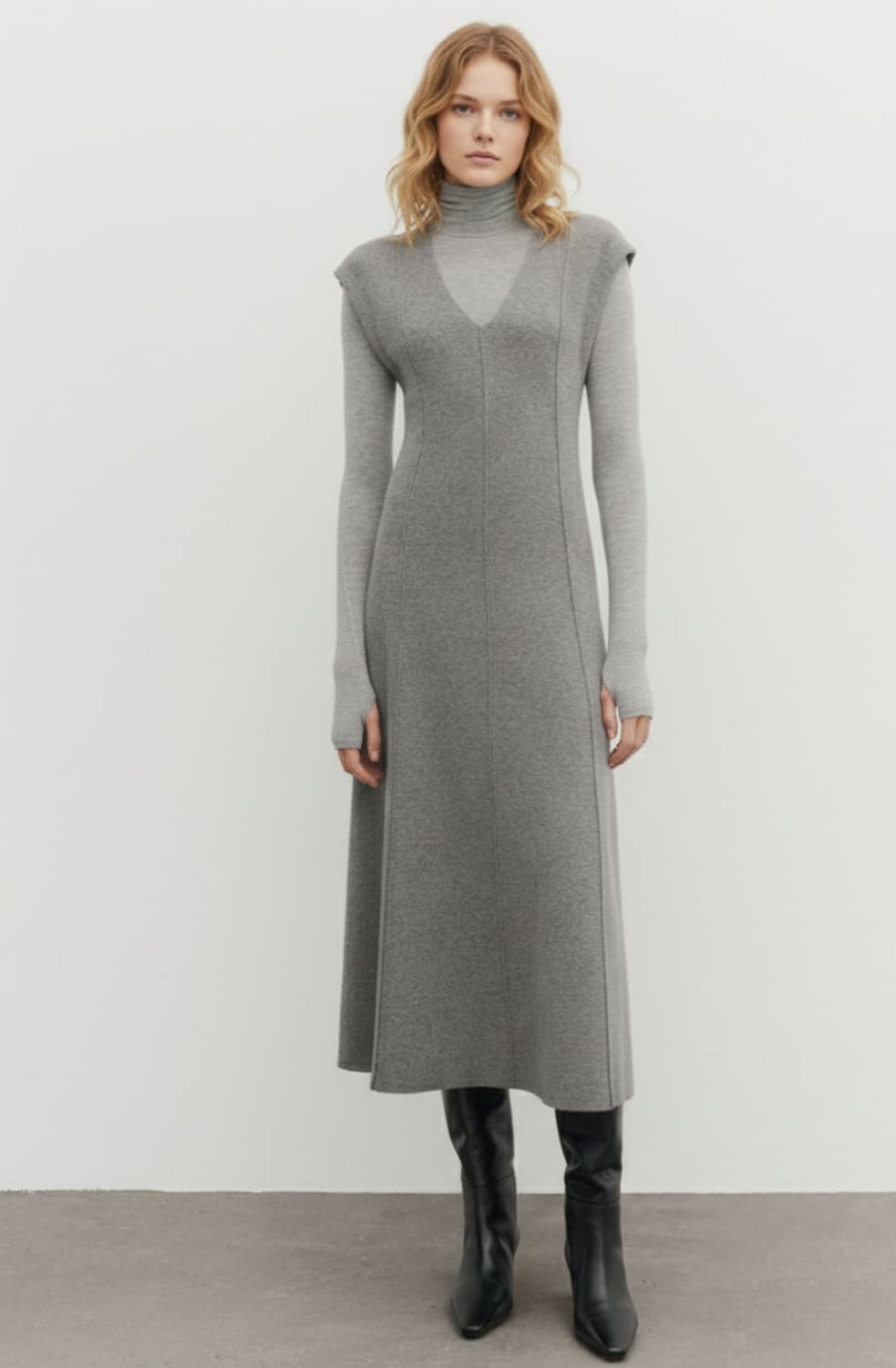 마시모두띠 스티치 디테일 플레어 롱원피스 M사이즈 상품이미지1