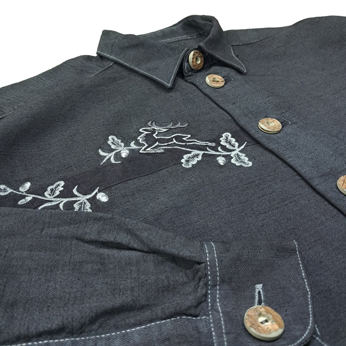 CL665 XL OS 90s 린넨 독일 트라흐텐 바바리안 알펜 셔츠남방 상품이미지4