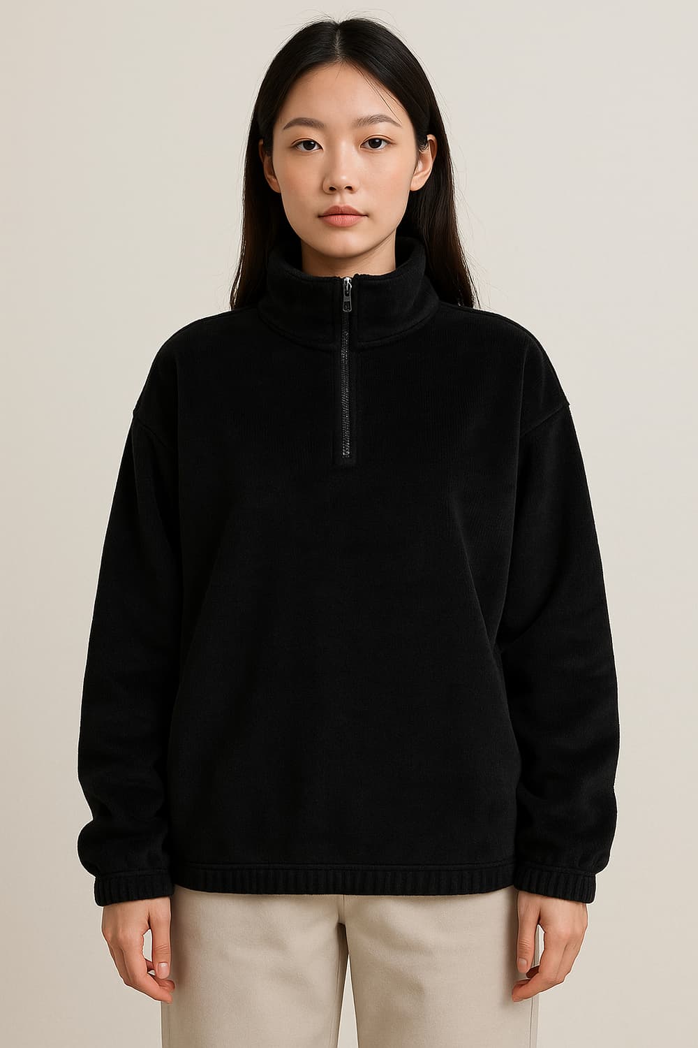 블랙 골덴 반집업 기모 맨투맨 55~66 상품이미지1