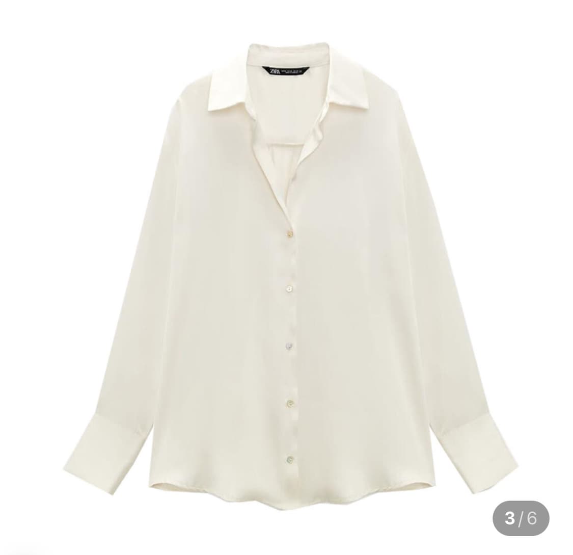 ZARA 자라 여자 실크 새틴 드레이프 셔츠 L 상품이미지1