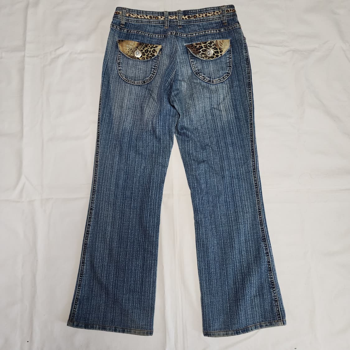 갸루 Y2k 스트라이프 연청 데님팬츠 상품이미지3