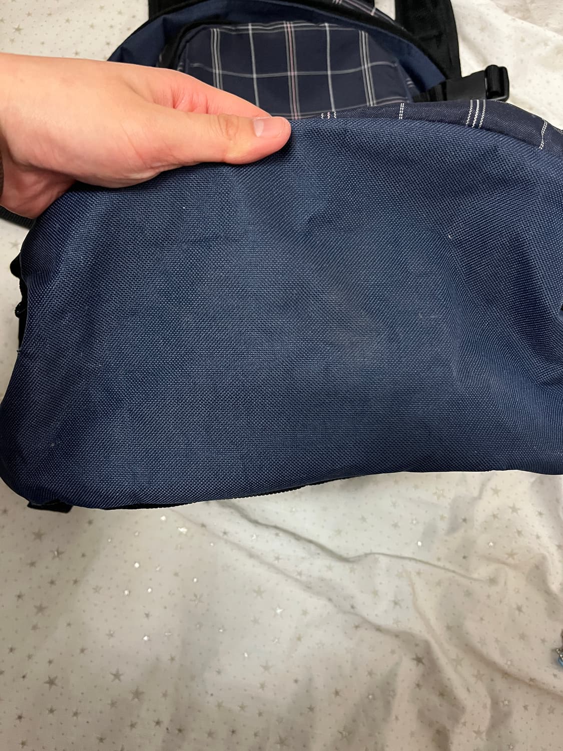 네이비 체크 백팩 + 피클더프로그 그린 🐸 상품이미지4