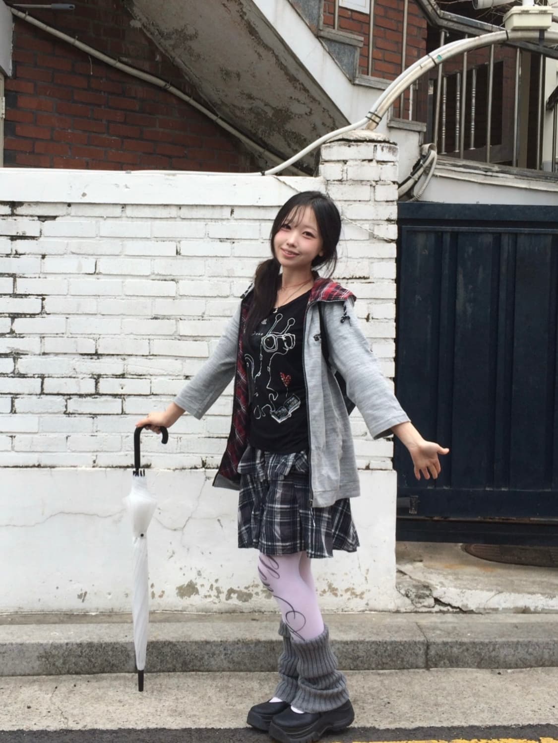 빈티지 그레이 체크 너드 코디세트  상품이미지1