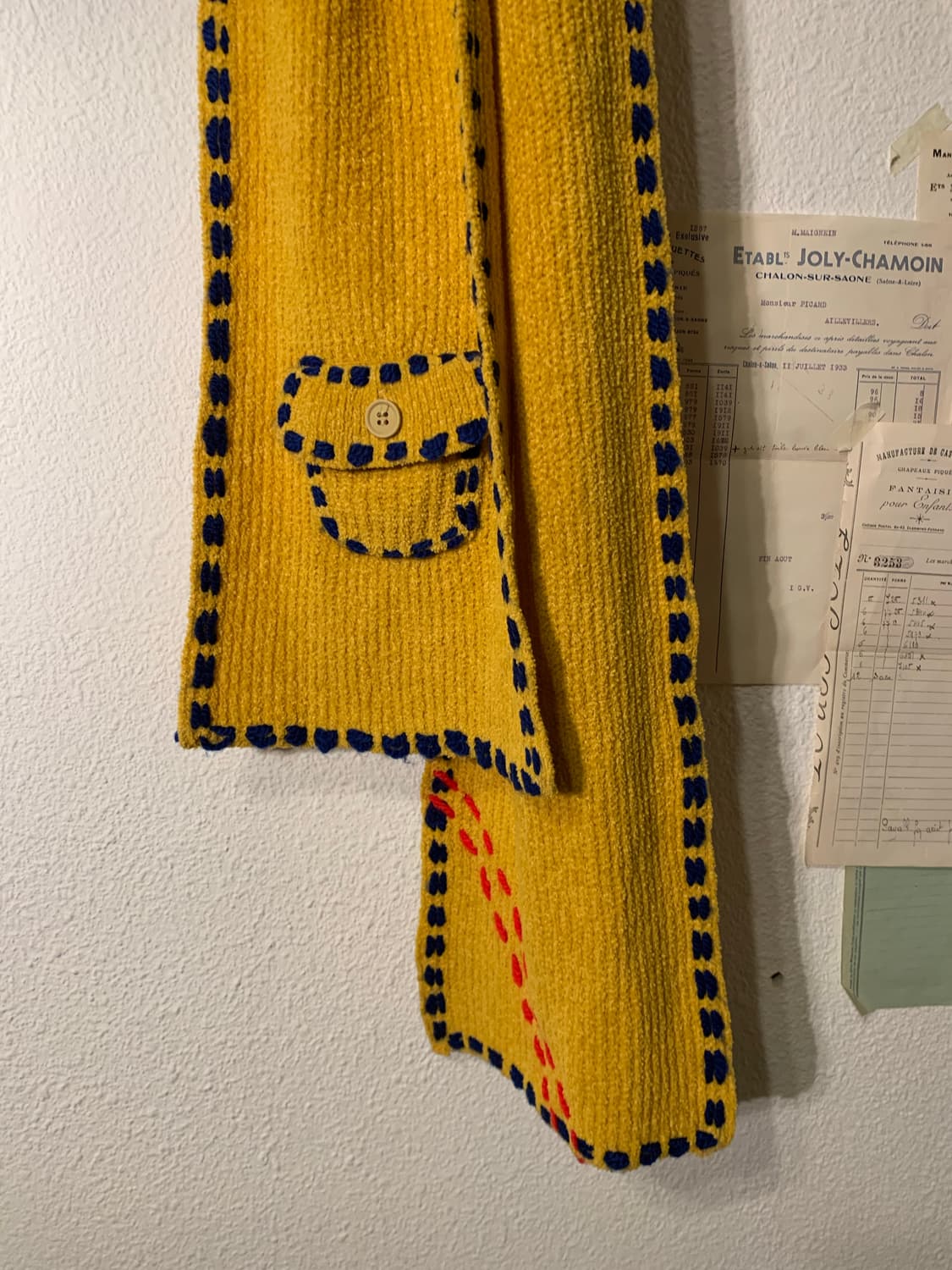 핑거린 핸드스티치 포켓 머플러 네이비 옐로 상품이미지7