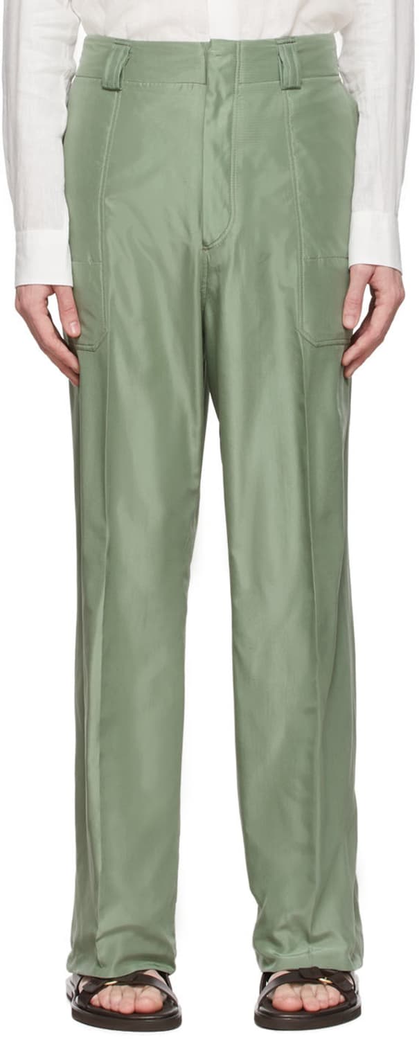 [48R]22ss 에르메네질도 제냐 꾸뛰르 xxx 실크 팬츠 그린 상품이미지2