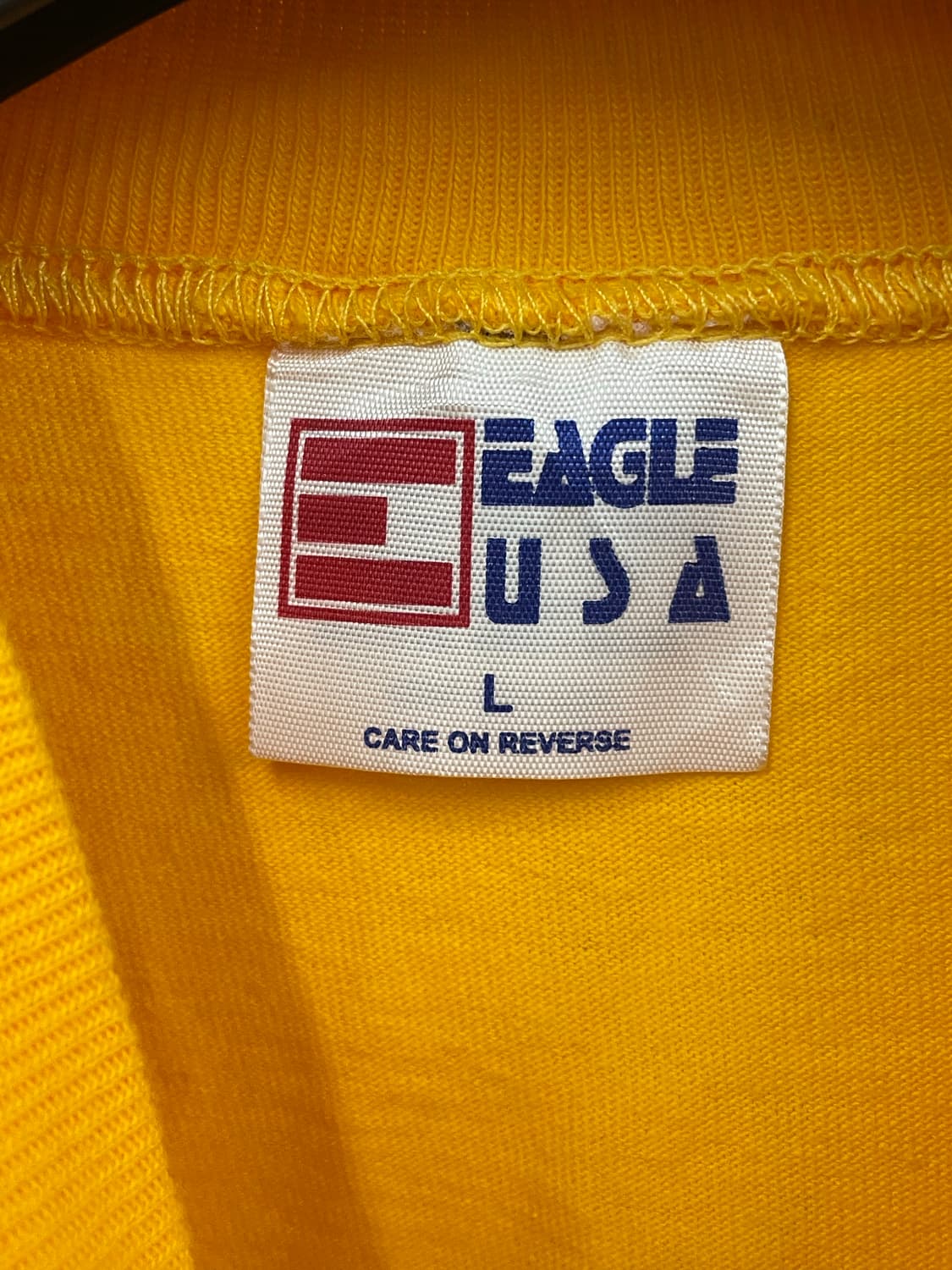 빈티지 미국생산 노란색 모크넥 싱글스티치 롱슬리브 L 상품이미지4