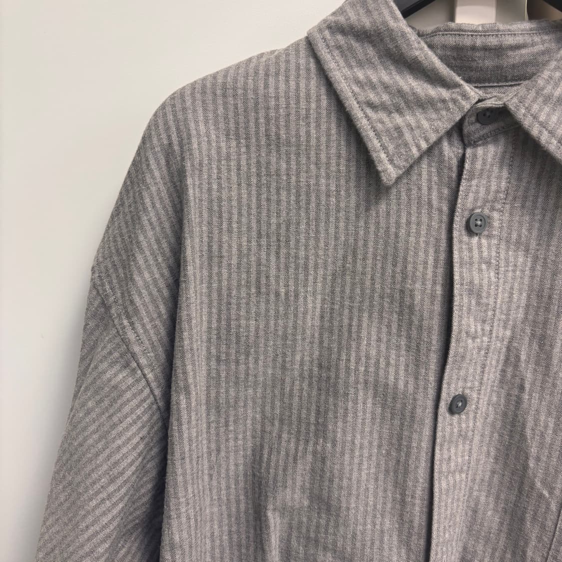 무지 라보 muji labo 옥스포드 레귤러 셔츠 스트라이프 그레이 상품이미지3