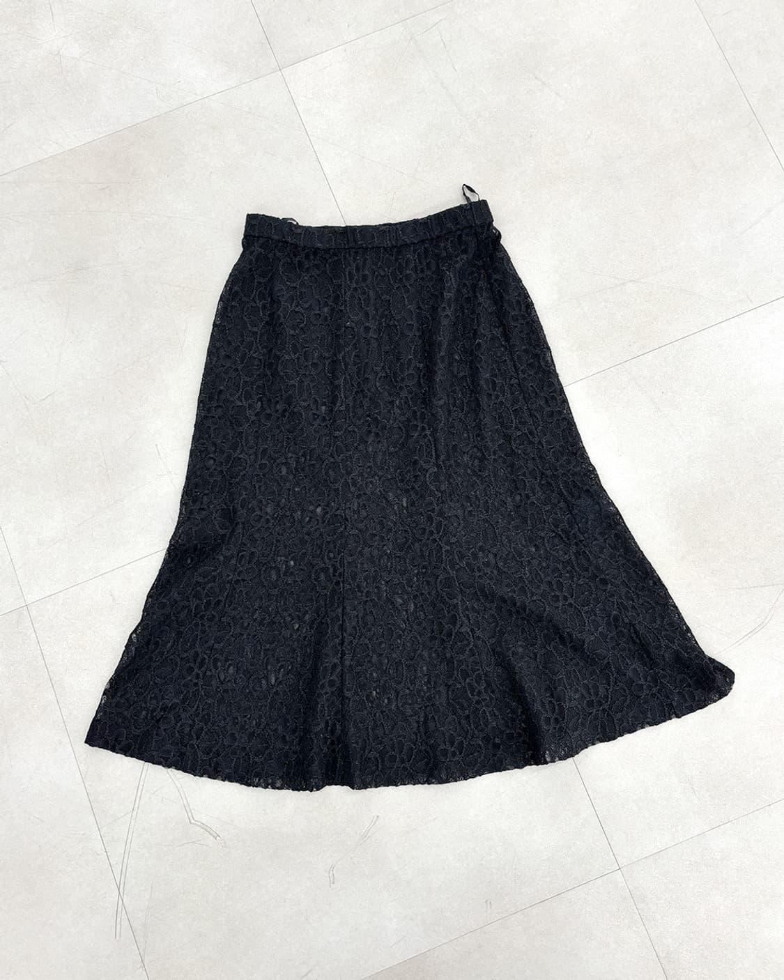Nuit noir black lace layered long skirt 상품이미지1