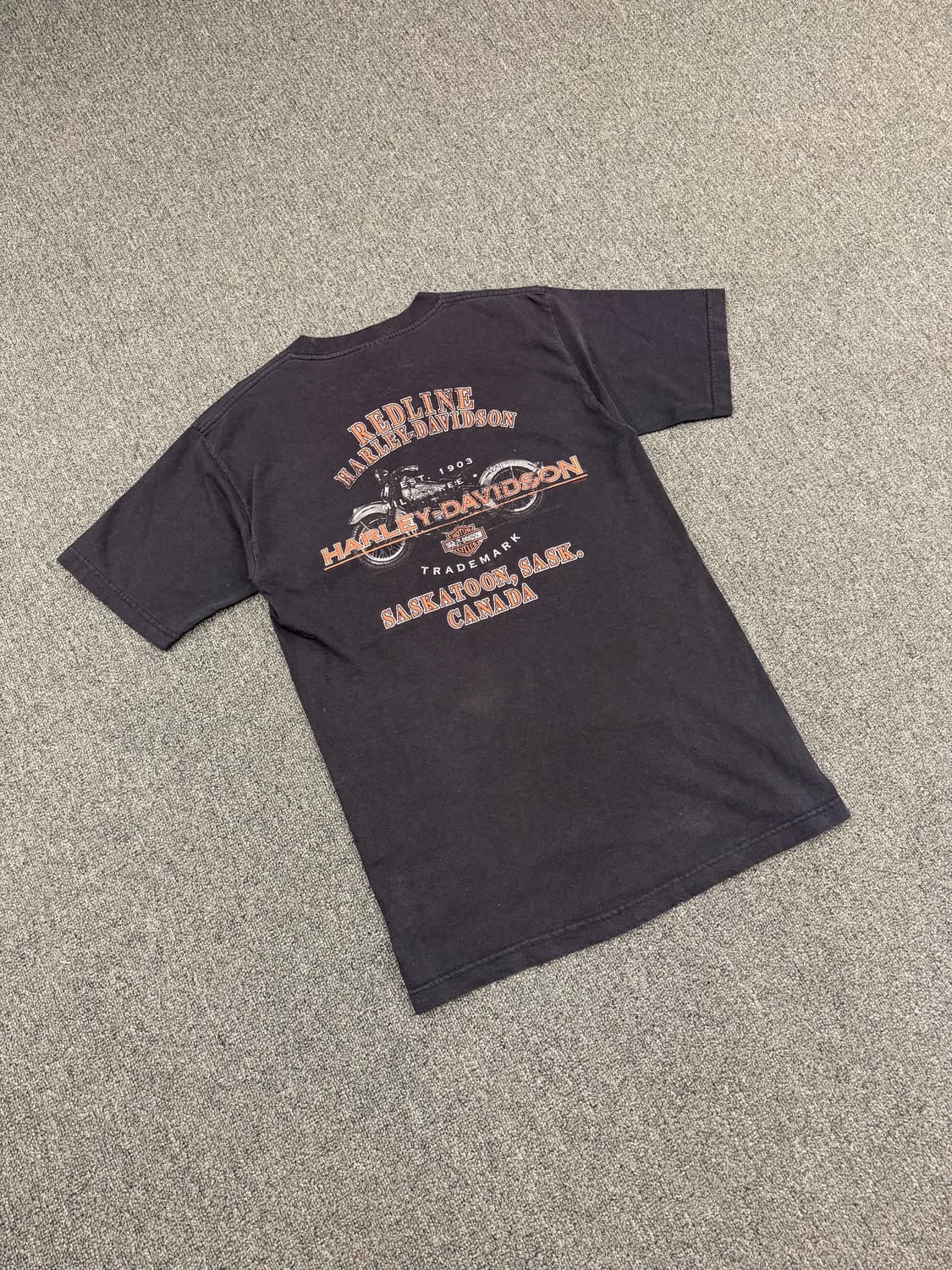 M) 할리데이비슨 빈티지 블랙 프린팅 반팔 티셔츠 상품이미지4