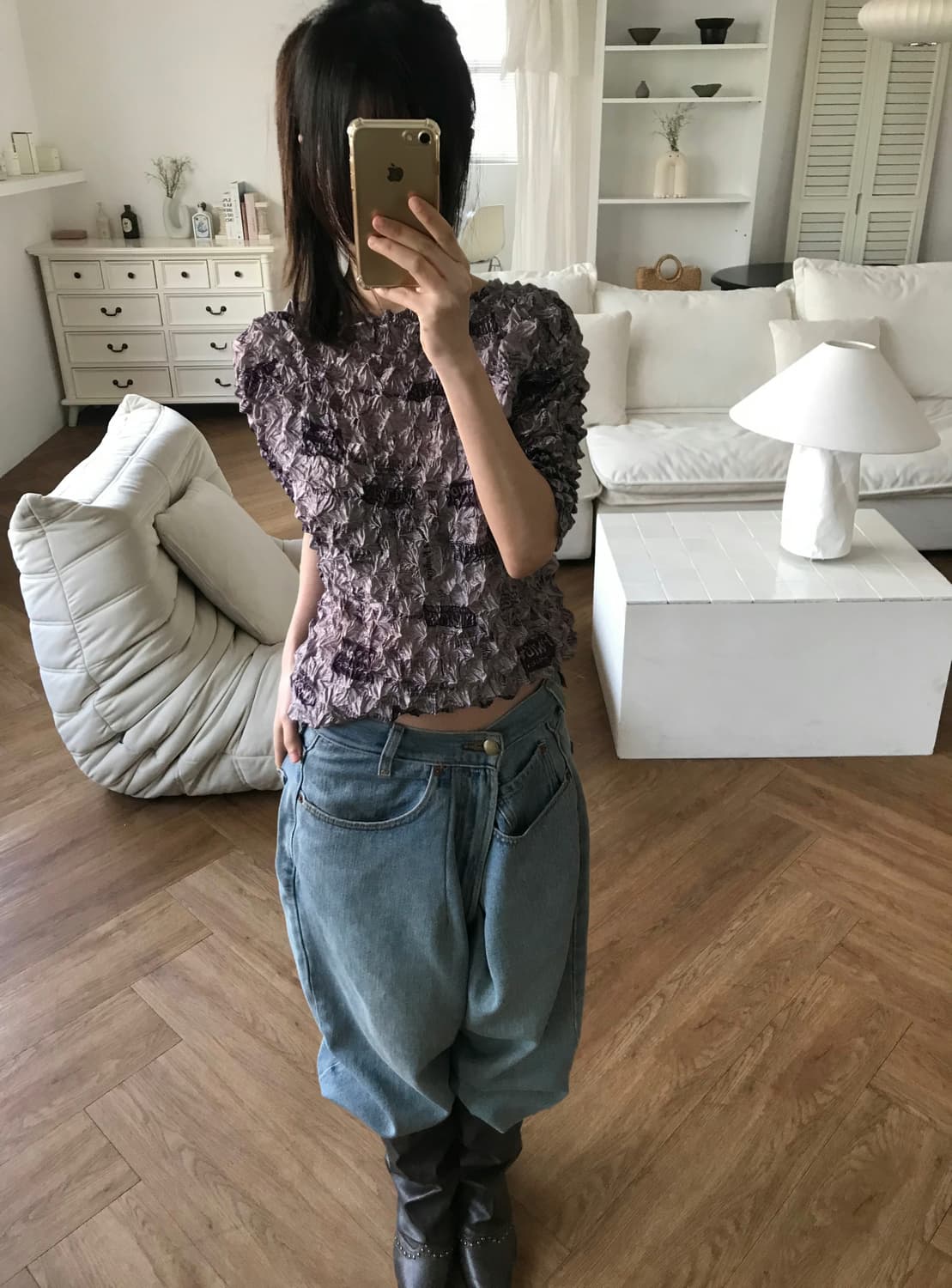 vintage pattern popcorn top 상품이미지2