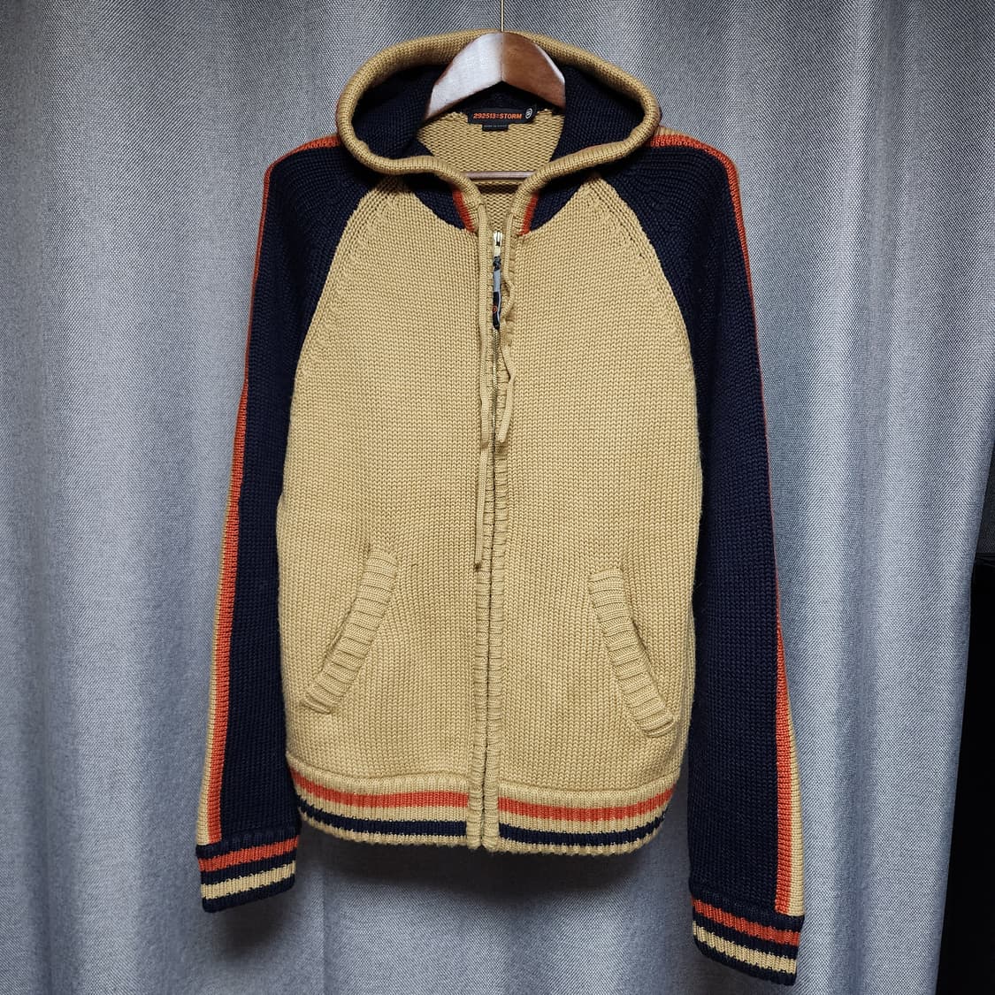 292513=Storm 90's 모 니트 배색 후드집업 상품이미지3