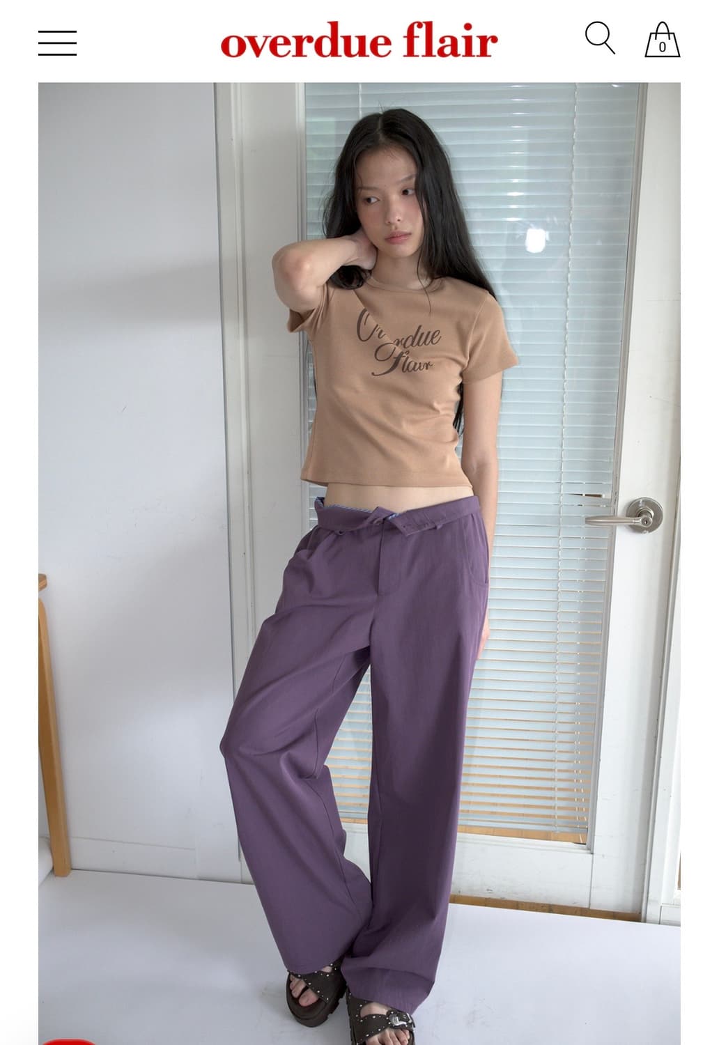 오버듀플레어 color wide pants berry perry S 상품이미지3