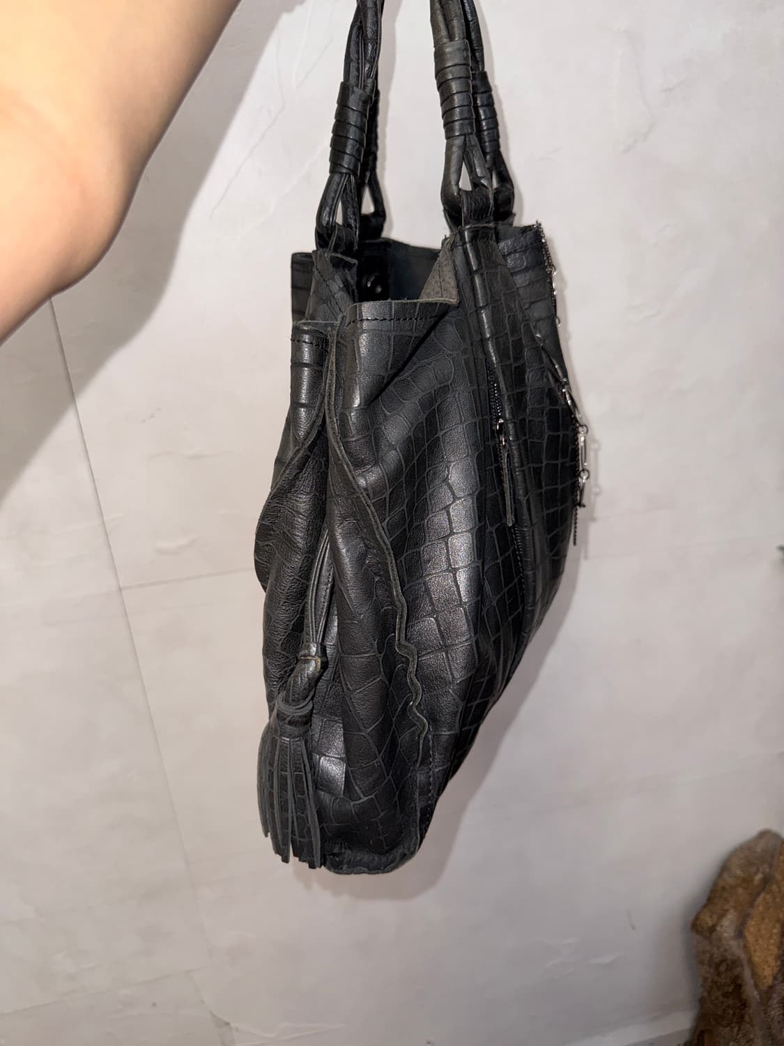 Renoma black crocodile string tote bag 상품이미지5