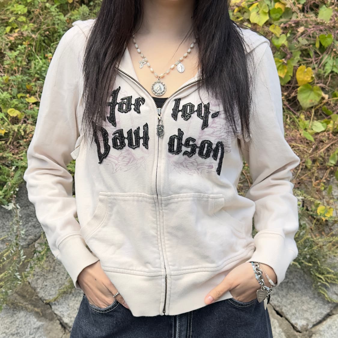 2008년식 할리데이비슨 퍼플 윙 후드 집업 상품이미지5