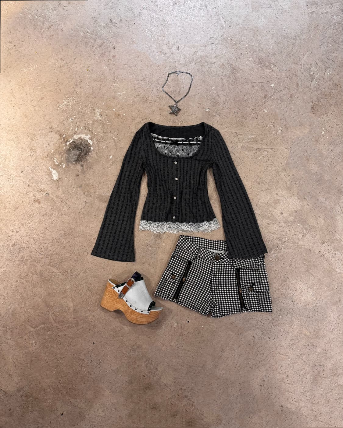 레이스 블라우스 레이어드 니트 상품이미지5