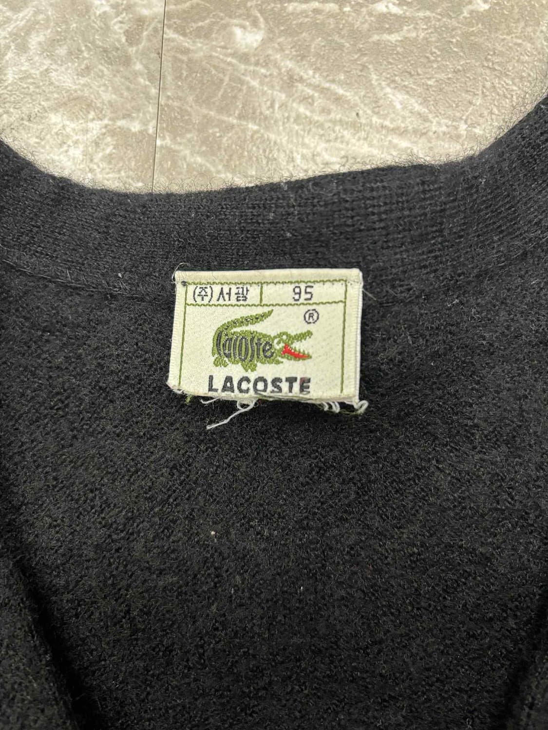 라코스테 울 100% 블랙 걸즈 니트 가디건(95) 상품이미지4