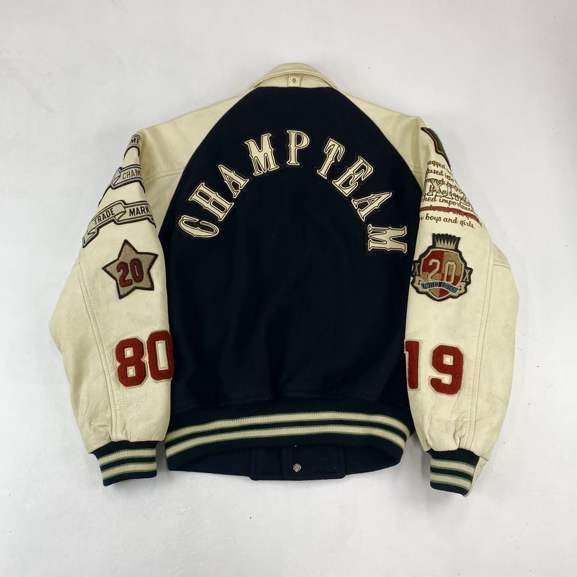 라이트 스태프 챔프 팀 빈티지 레더 배색 바시티 자켓 (100) 상품이미지2