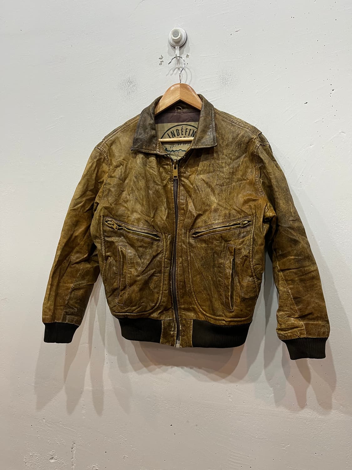 90s INDEFINI 소가죽 봄버자켓 상품이미지1
