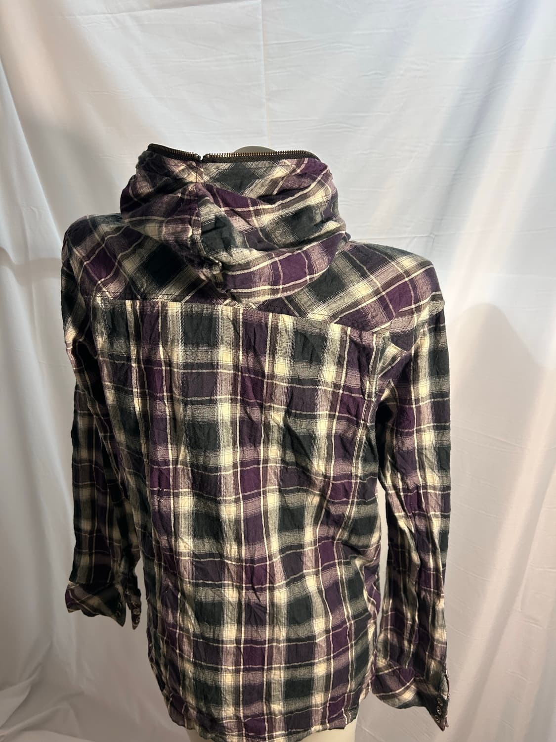 y2k flannel full hood zip-up 상품이미지4