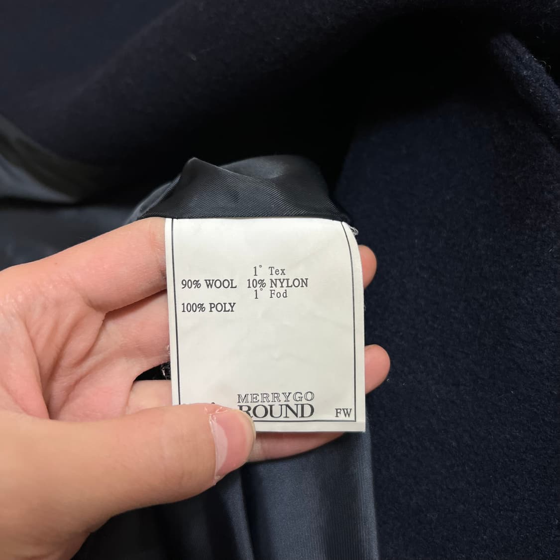 메리고라운드 여성 울 블렌드 더블 브레스티드 롱코트 [네이비] FREE 상품이미지5