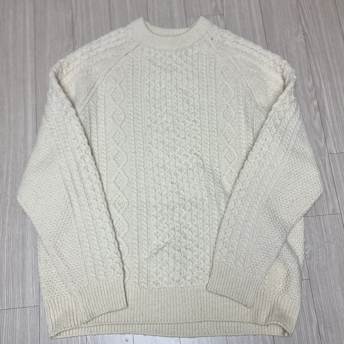 아이보리색 케이블 니트 스티브맥퀸 피셔맨 스웨터(105) 상품이미지1