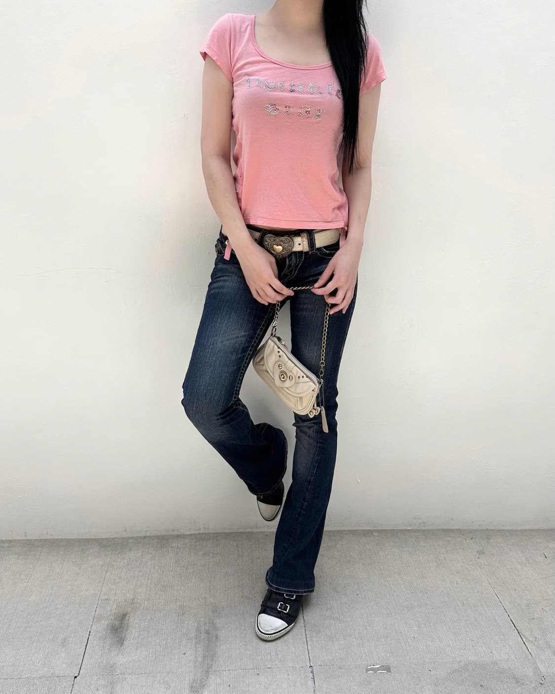 Pink cubic lettering strap short sleeve 상품이미지2