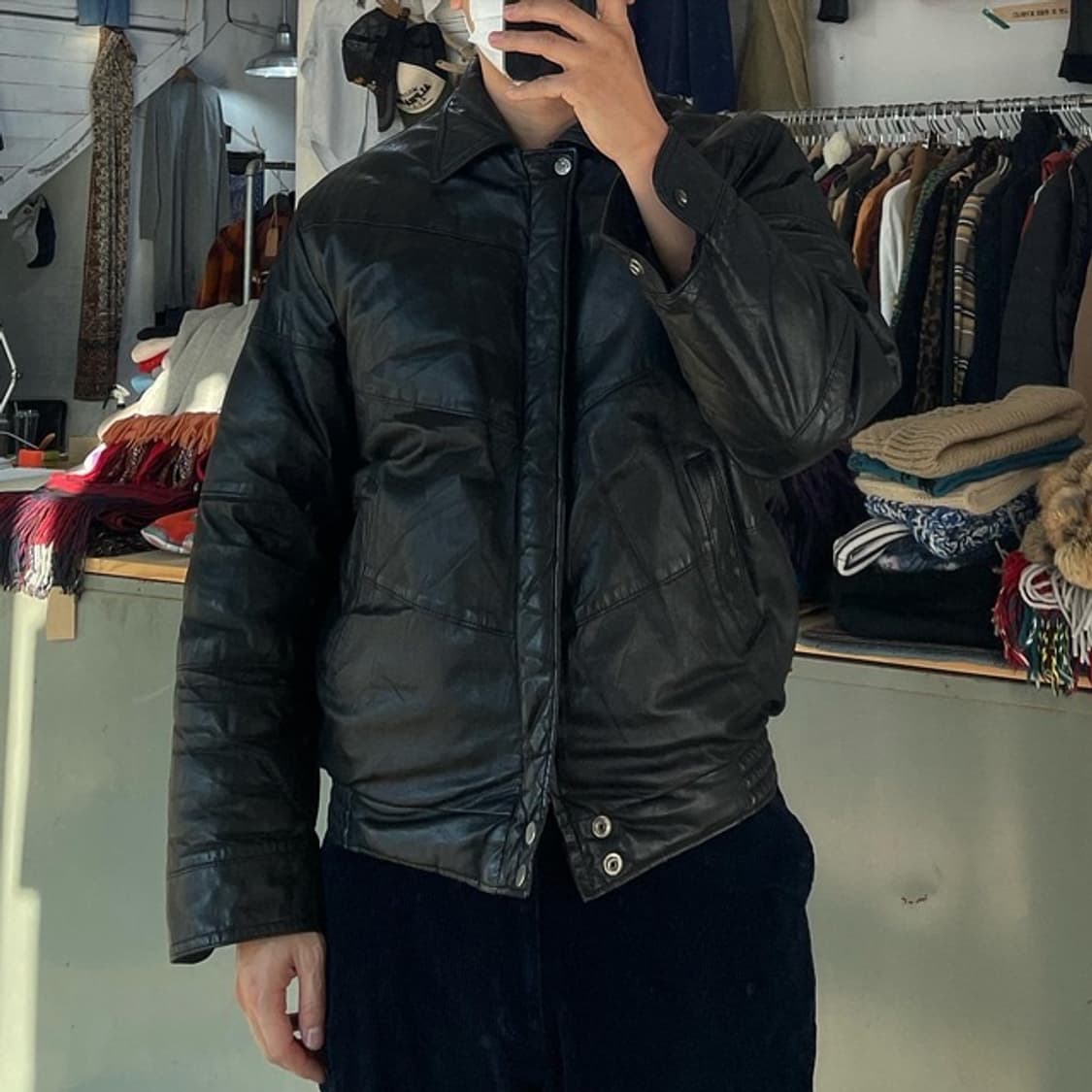 (착용컷) De Luxe 소가죽 패딩 점퍼 (남 L) 상품이미지3