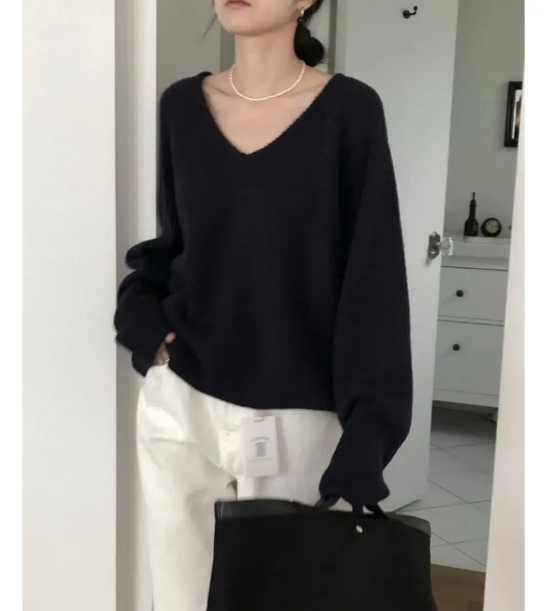 아워캐비넷 vonie 니트 네이비 상품이미지2