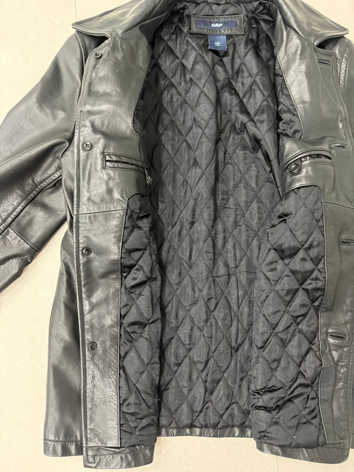 Gap 올드갭 블랙 레더 카코트 L 상품이미지8