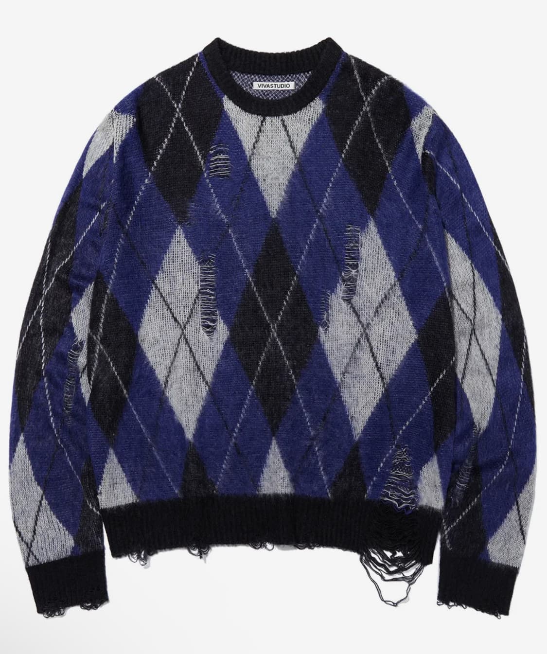 비바스튜디오 데미지 아가일 니트 L 상품이미지2