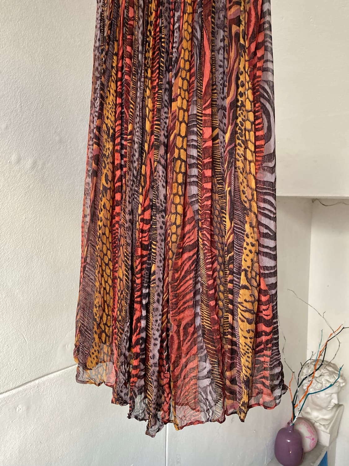 호피 실크 플리츠 롱 스커트 상품이미지3