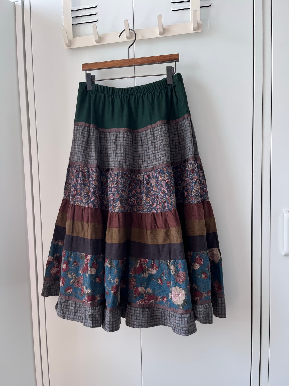 Vintage 그린 잔꽃 모리걸 패치 스커트 상품이미지6