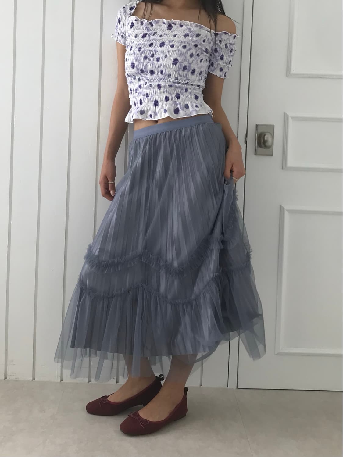 mesh Shirring Skirt 상품이미지2