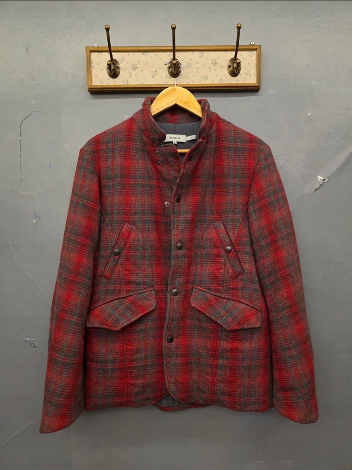 일본빈티지 Nonnative 논네이티브 타탄 체크 스탠드카라 울 자켓 상품이미지1