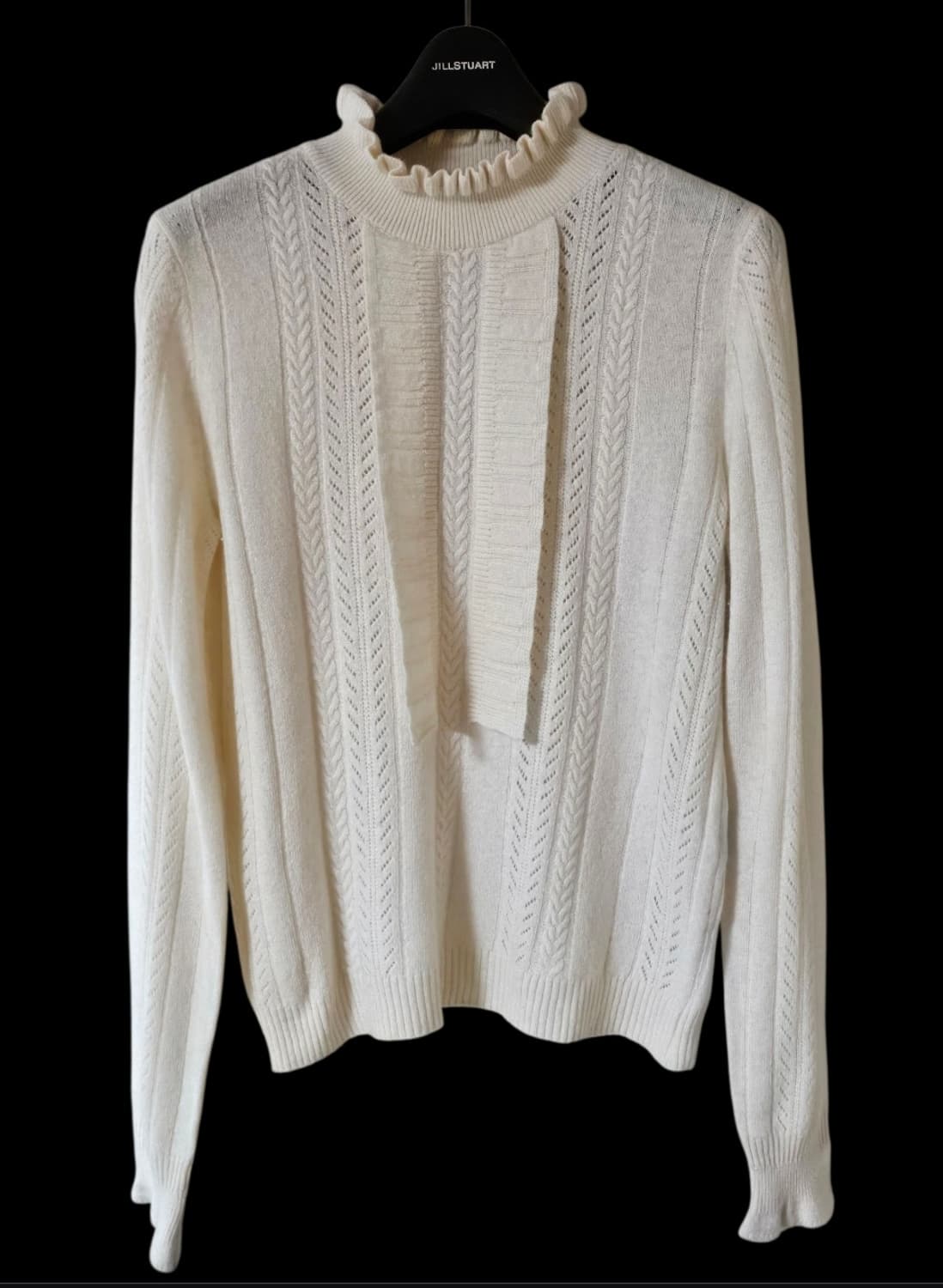 앳코너 아이보리 모크넥 프릴 장식 여성 니트 스웨터 S 상품이미지7