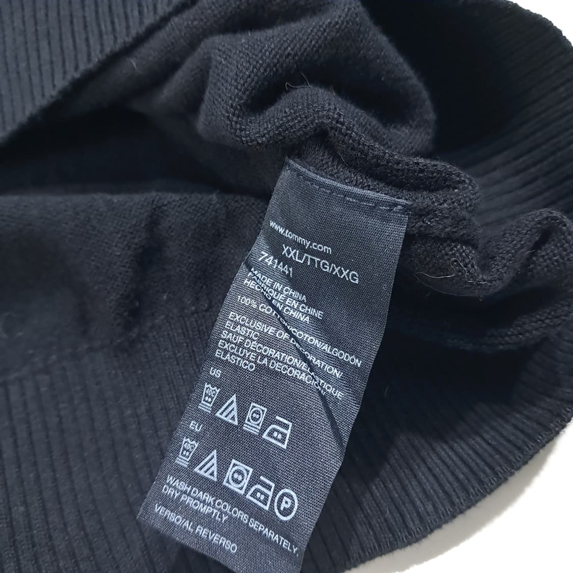 CL783 2XL 타미힐피거 코튼 브이넥 블랙 니트 스웨터 상품이미지5